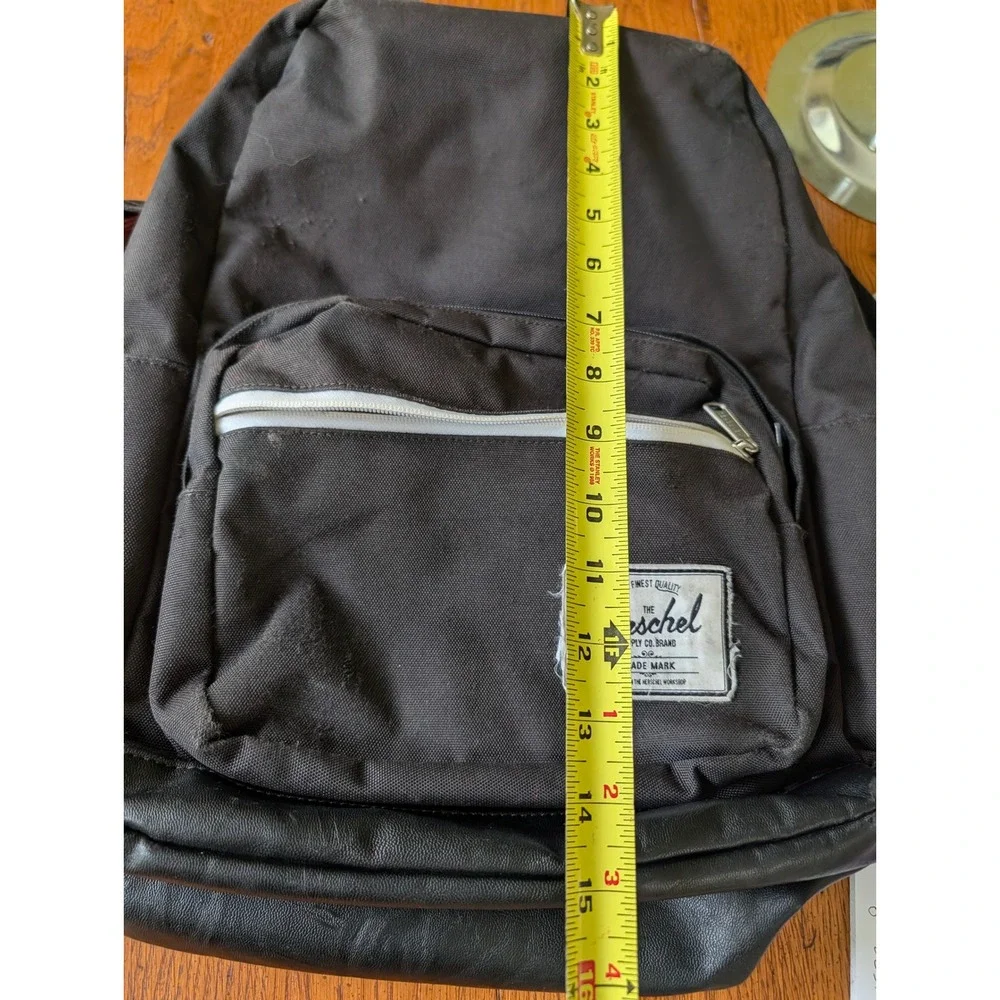 Herschel Supply Co Settlement Backpack Black Canvas Faux Leather Bottom Classic